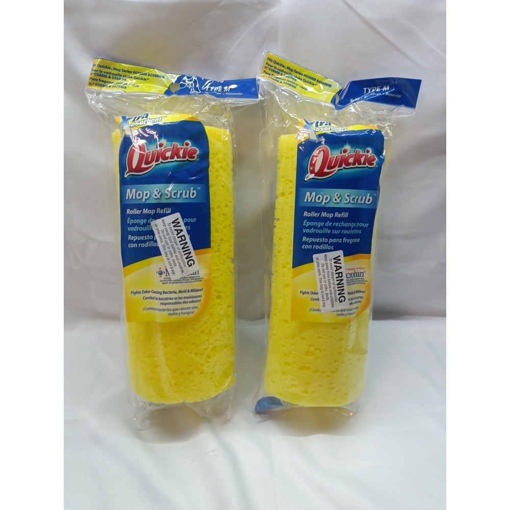 2 Quickie Mop & Scrub Roller Refills Type M Fits #058MB 058BMB Anti-microbial